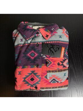 NWT LEGENDARY WHITETAILS Womens S Trail Guide Fleece Shirt Aztec Print Colorful